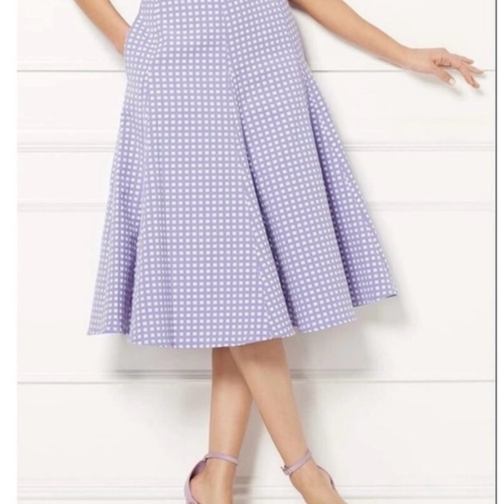 Eva Mendes for New York & Company Purple Checkered A-Line Skirt